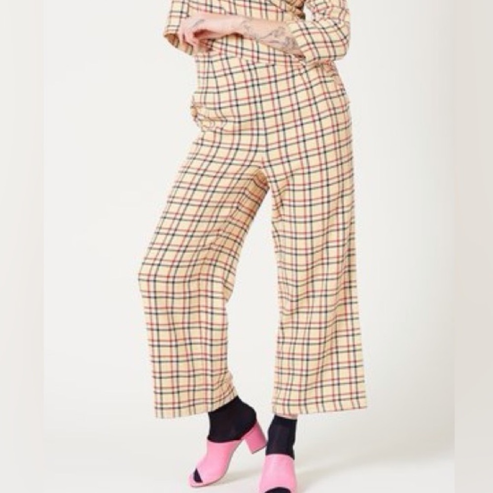 Ace & Jig Polly Pant Jasper Plaid Yellow Wide Leg Pants Size Small